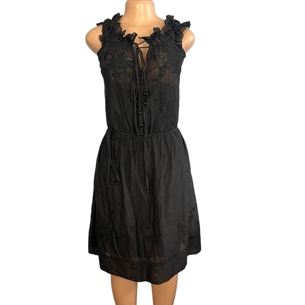3/$30☀️ Robert Rodriguez Black Boho Frilly Silk Midi Dress